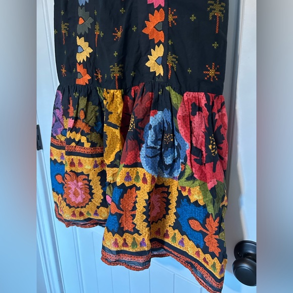 Farm Rio Anthropologie Embroidered Maxi Strapless Tie Back Dress - Picture 10 of 12